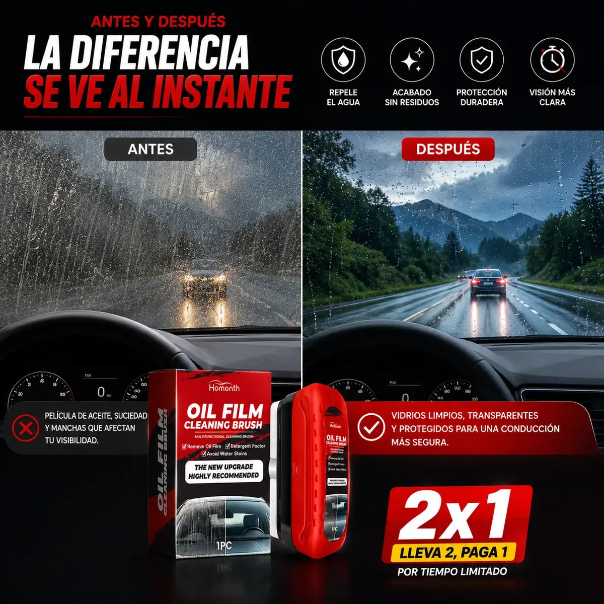 OFERTA: 2x1 | HidroShield - Cepillo Antiempañante